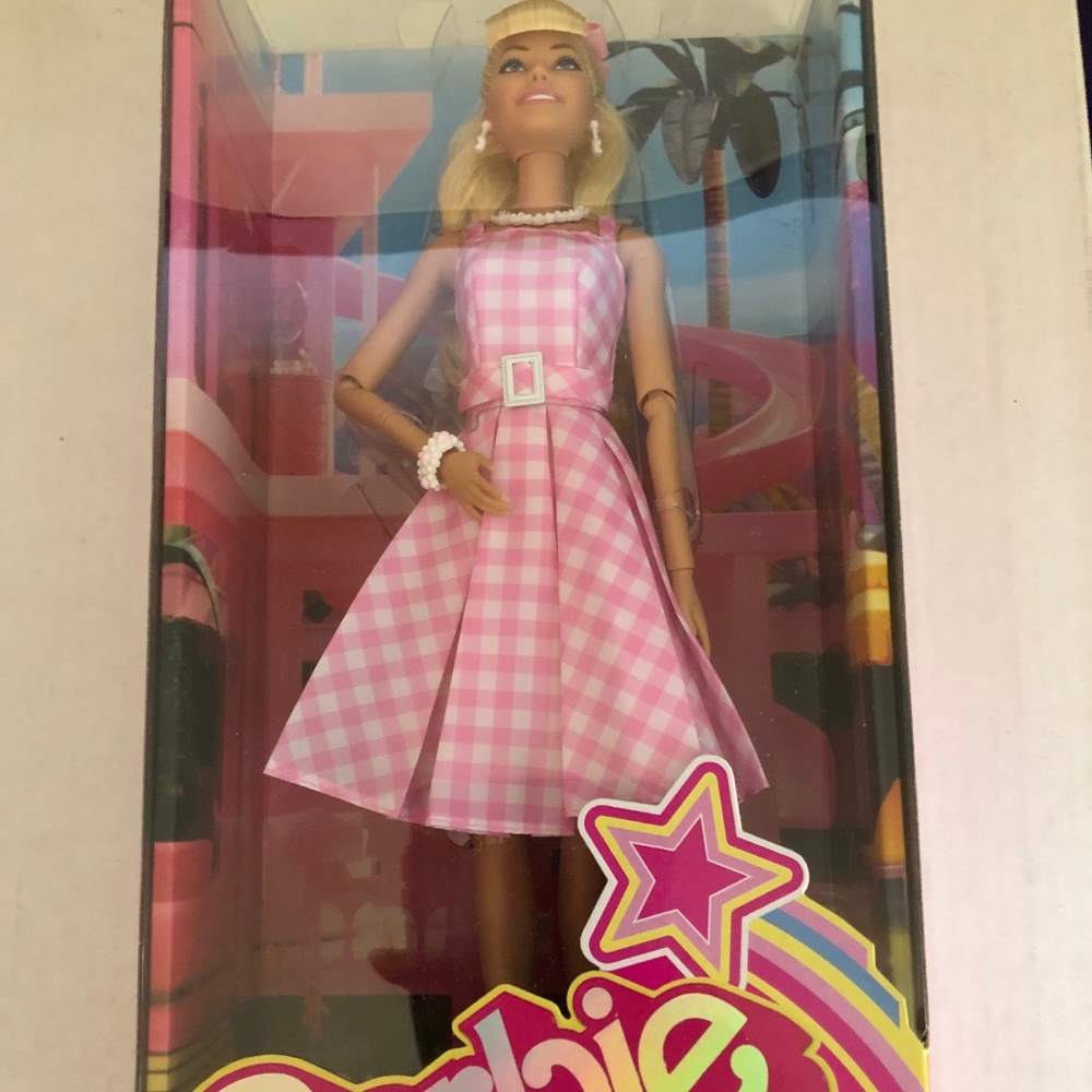 Barbie the Movie Barbie Doll Pink Gingham Dress NWT Margot Robbie Barbie Doll